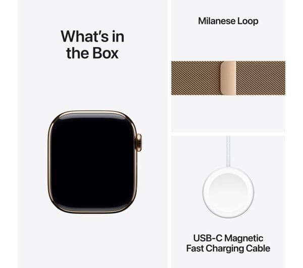 Apple Watch Series 11 GPS + Cellular 42mm Gold Titanium Case with Gold Milanese Loop - Image 9