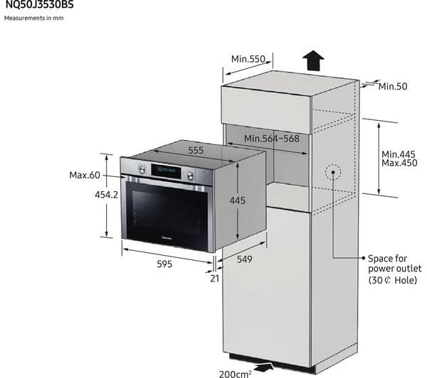 SAMSUNG NQ50J3530BS/EU Built-in Combination Microwave - Stainless Steel - Image 3