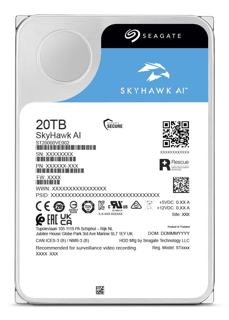Seagate SkyHawk AI ST20000VE004 internal hard drive 20 TB 7200 RPM 512 MB 3.5" Serial ATA III - Image 4