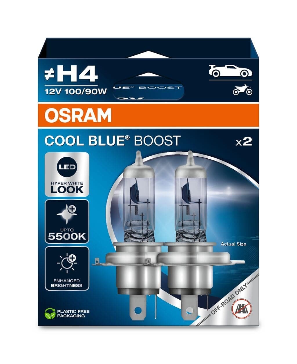 OSRAM COOL BLUE® BOOST H4 Halogen Headlight Lamps - White - Image 1
