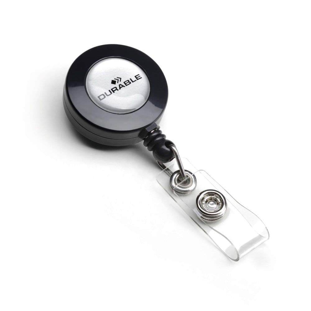 Durable Secure Retractable Clip Badge Reel for ID Cards PK10 Black