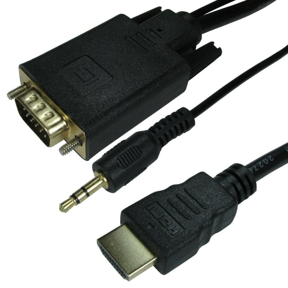 Cables Direct 1m HDMI to VGA + Audio Cable, Gold Plated - Image 1