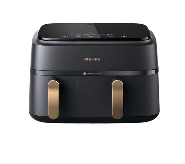 PHILIPS 3000 Series NA352/00 9L Dual Basket Air Fryer - Charcoal Grey & Copper - Image 1