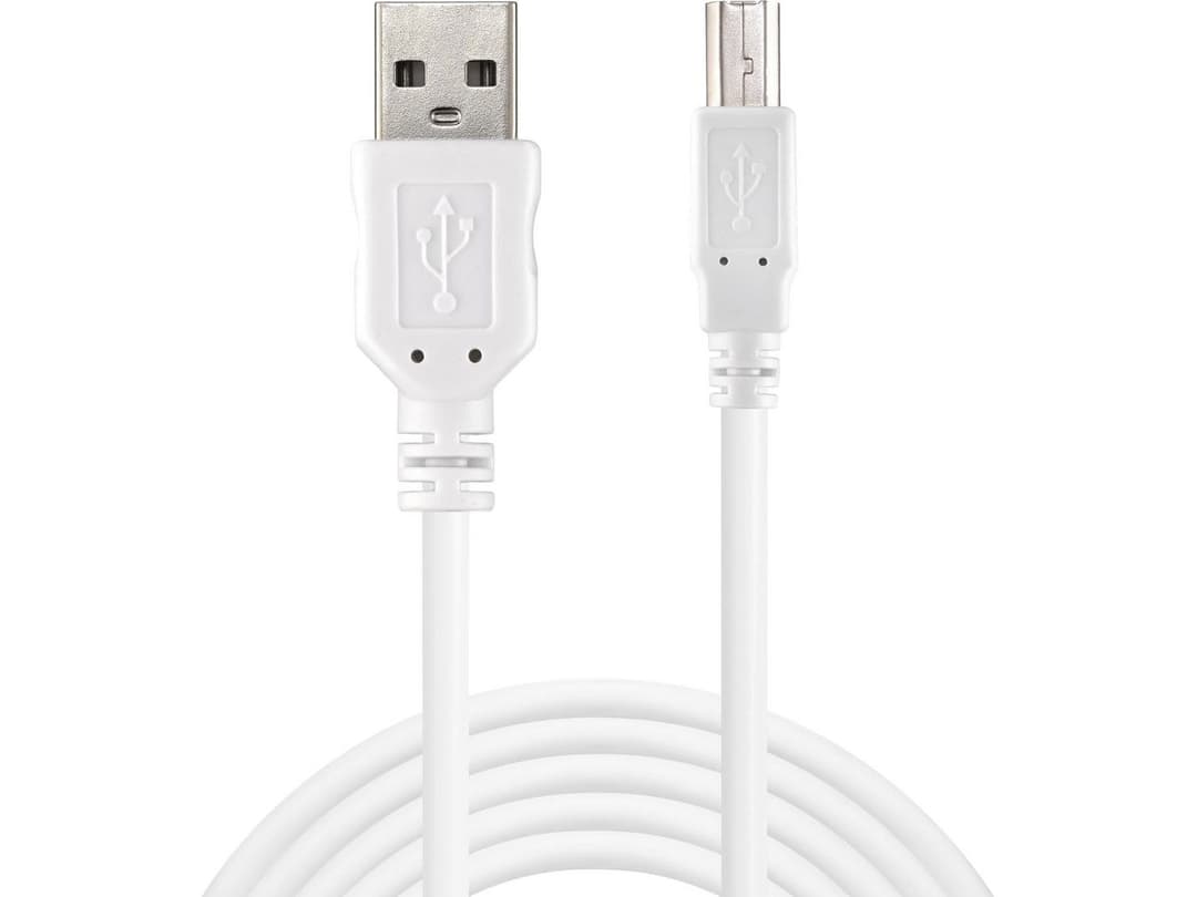Sandberg USB 2.0 A-B Cable 1.8m - White (502-78) - Image 1