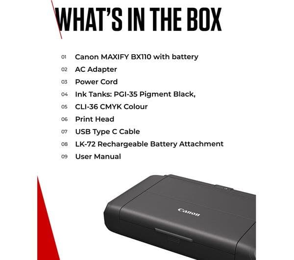 CANON MAXIFY BX110 Wireless Inkjet Portable Printer with Battery - Image 8