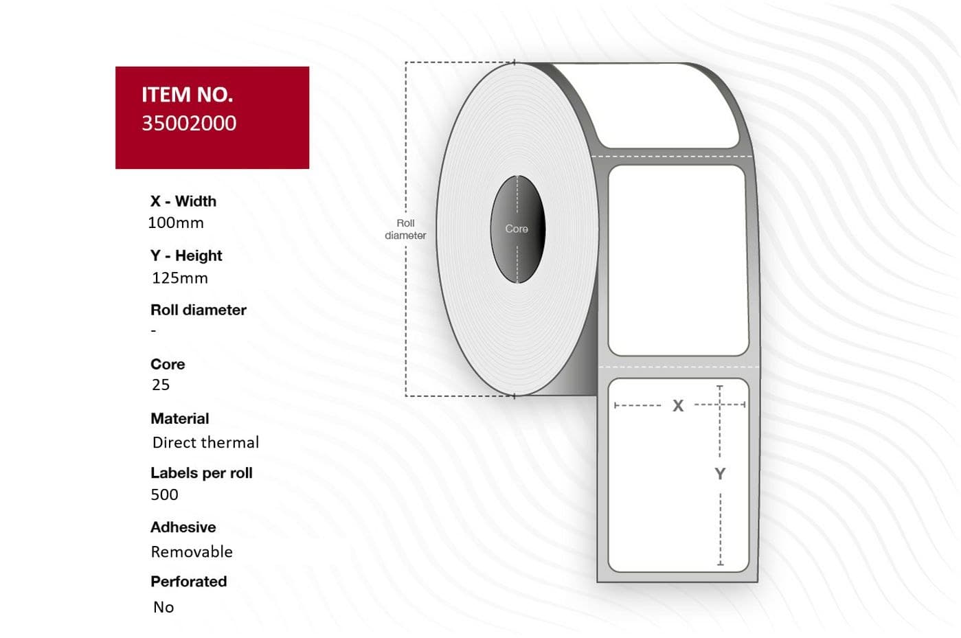 Label 100 x 125 - Core 25.