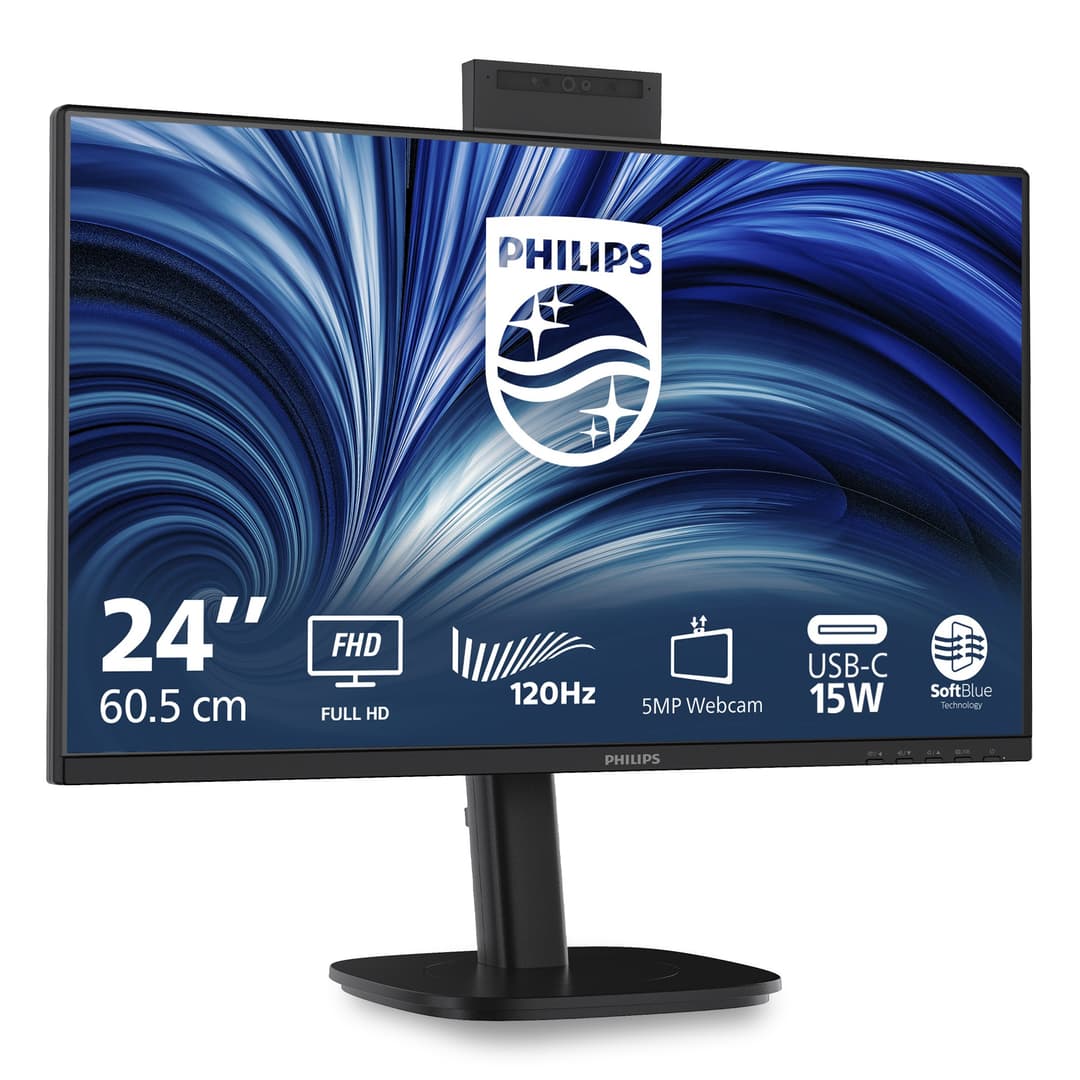 Philips 3000 series 24B2N3200JH/00 computer monitor 60.5 cm (23.8") 1920 x 1080 pixels Full HD IPS LCD 120 Hz 5MP Webcam USB-C Black - Image 2