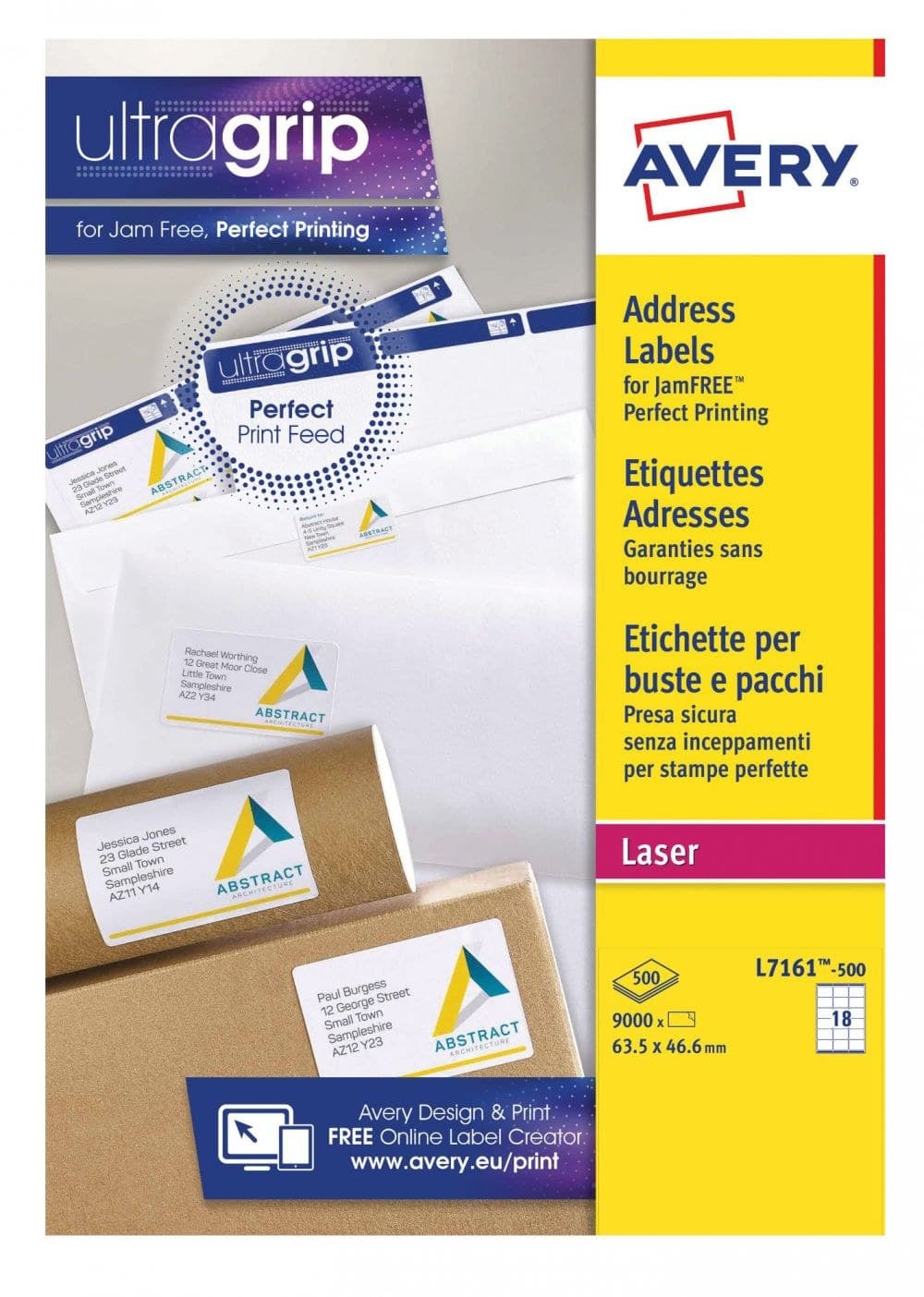 Avery L7161-500 QuickPEEL Address Labels 500 sheets - 18 Labels per Sheet - Image 1