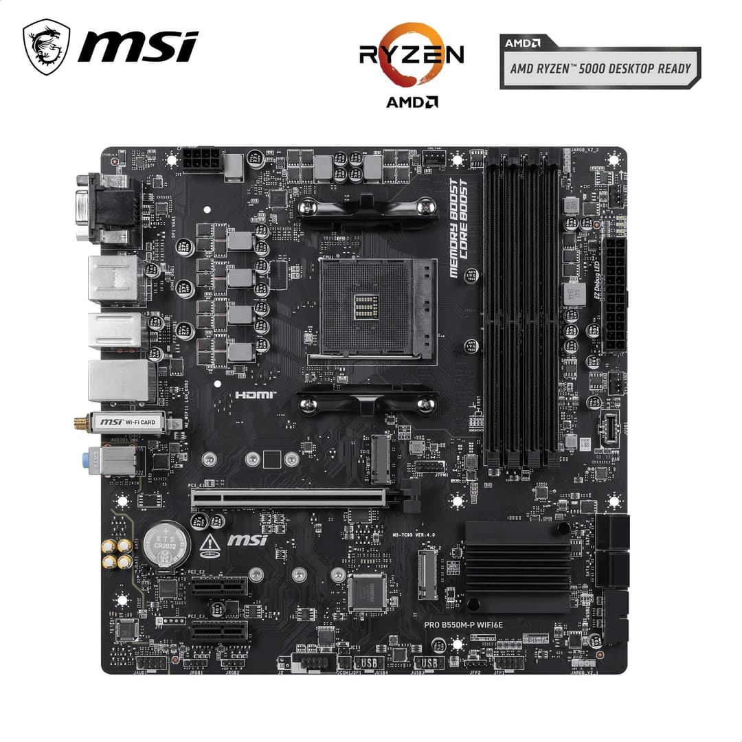 MSI PRO B550M-P WIFI6E Motherboard, mATX - Ryzen 5000/4000/3000, AM4, DDR4 - Image 4