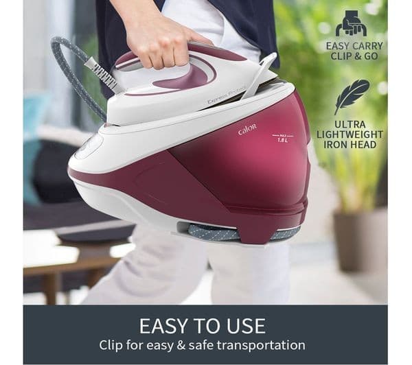 TEFAL Express Protect SV9201 Steam Generator Iron - White & Burgundy - Image 7