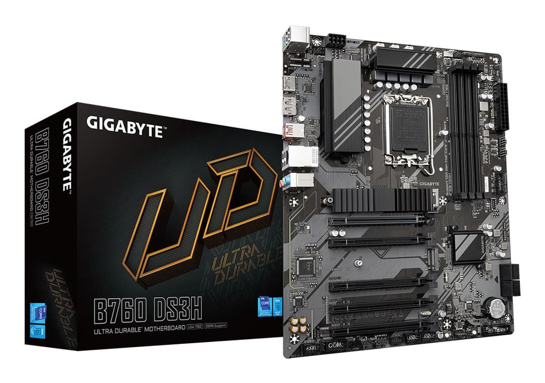 GIGABYTE B760 DS3H Motherboard - Supports Intel Core 14th Gen CPUs, 8+2+1 Phases Digital VRM, up to 7600MHz DDR5 (OC), 2xPCIe 4.0 M.2, GbE LAN, USB 3.2 Gen 2x2 - Image 1