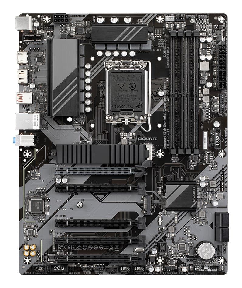 GIGABYTE B760 DS3H Motherboard - Supports Intel Core 14th Gen CPUs, 8+2+1 Phases Digital VRM, up to 7600MHz DDR5 (OC), 2xPCIe 4.0 M.2, GbE LAN, USB 3.2 Gen 2x2 - Image 2