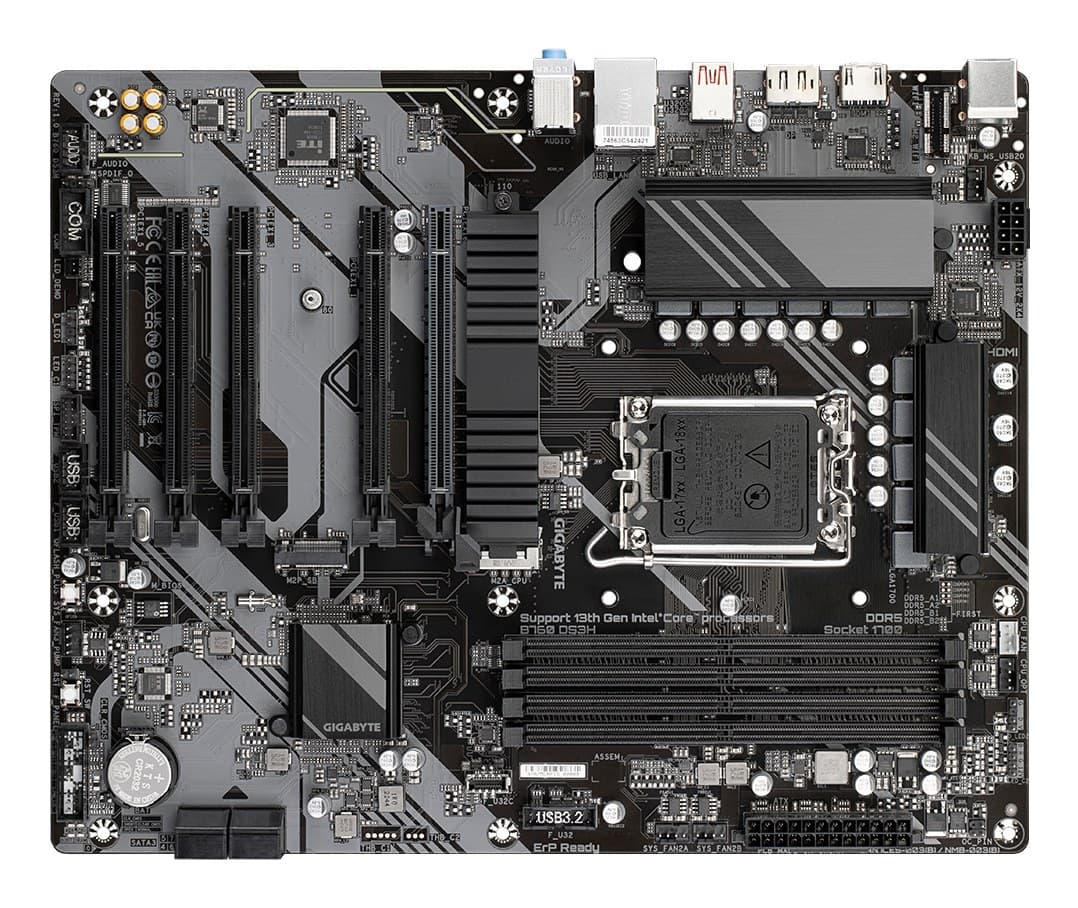 GIGABYTE B760 DS3H Motherboard - Supports Intel Core 14th Gen CPUs, 8+2+1 Phases Digital VRM, up to 7600MHz DDR5 (OC), 2xPCIe 4.0 M.2, GbE LAN, USB 3.2 Gen 2x2 - Image 4