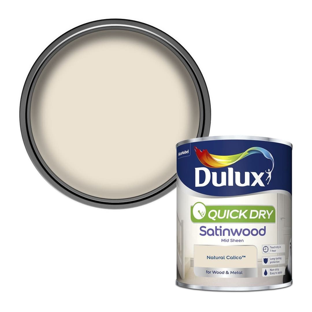 Dulux Quick Dry Satinwood Paint Natural Calico - 750ml - Image 2