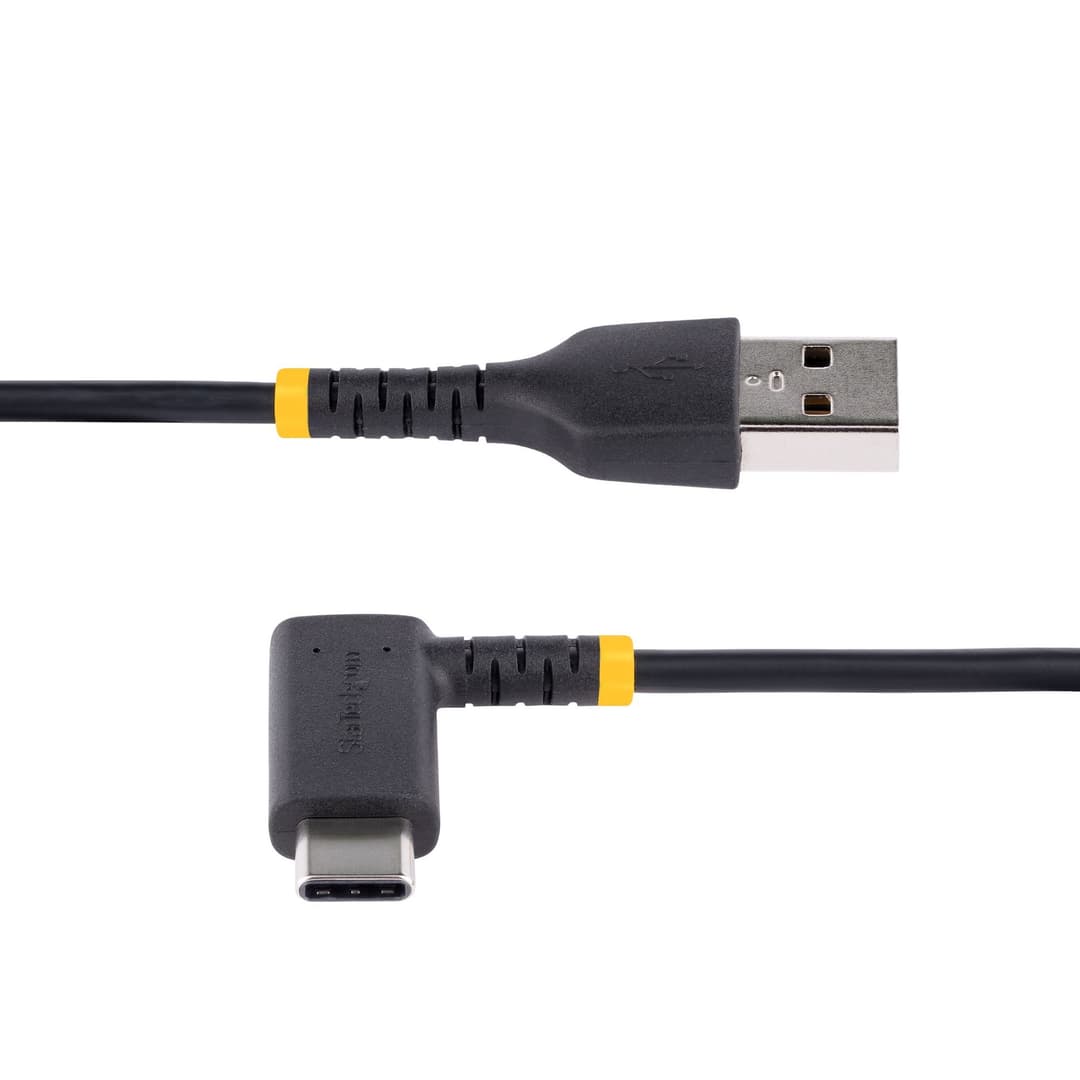 StarTech.com 1ft (30cm) USB-A to USB-C Fast Charging Cable, Rugged, Right-Angled, Charge & Sync, 3A, USB 2.0, TPE Jacket and Aramid Fiber - USB Charging Cord - Image 4