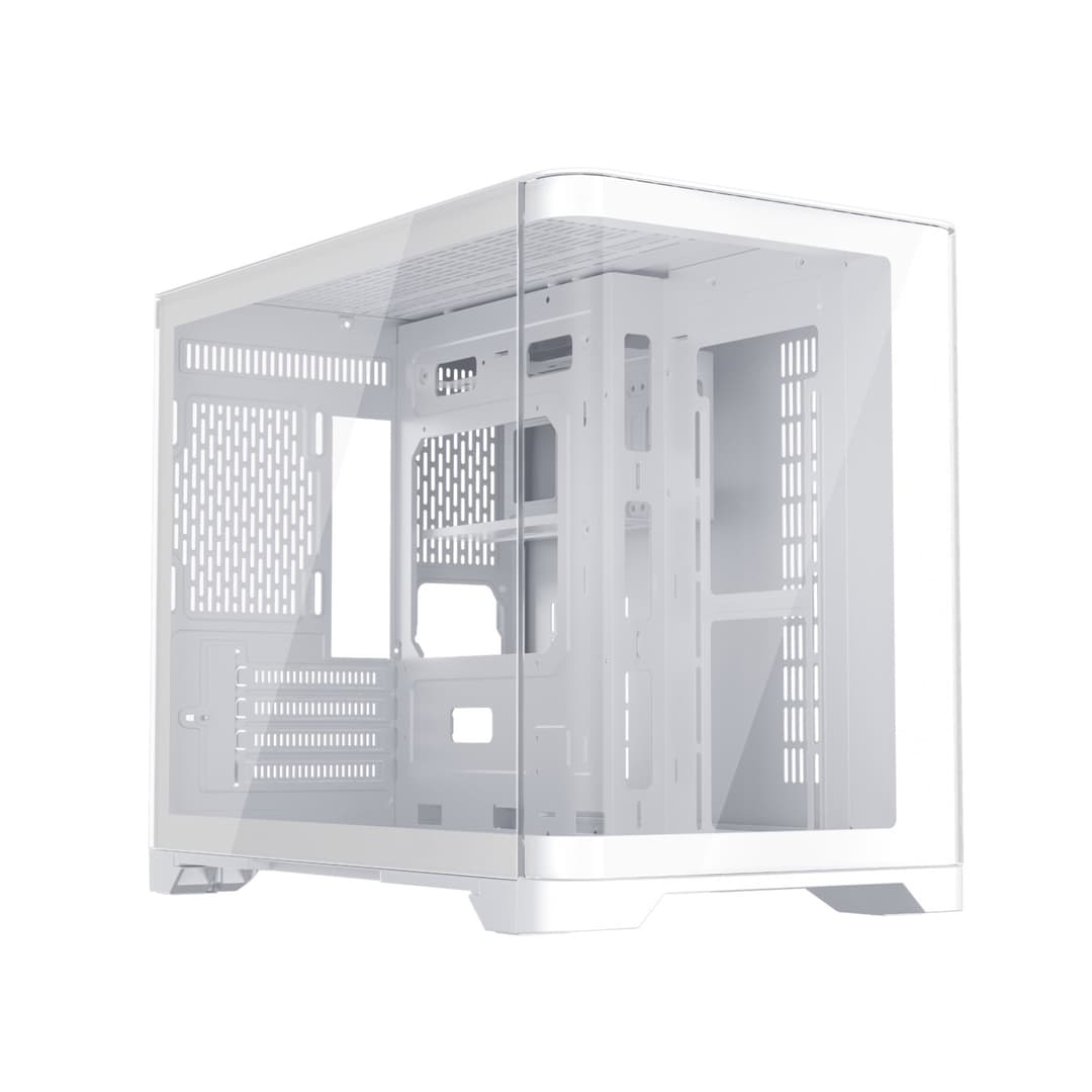 1st Player UV6 Tempered Glass Micro ATX Gaming Case - White - Image 1