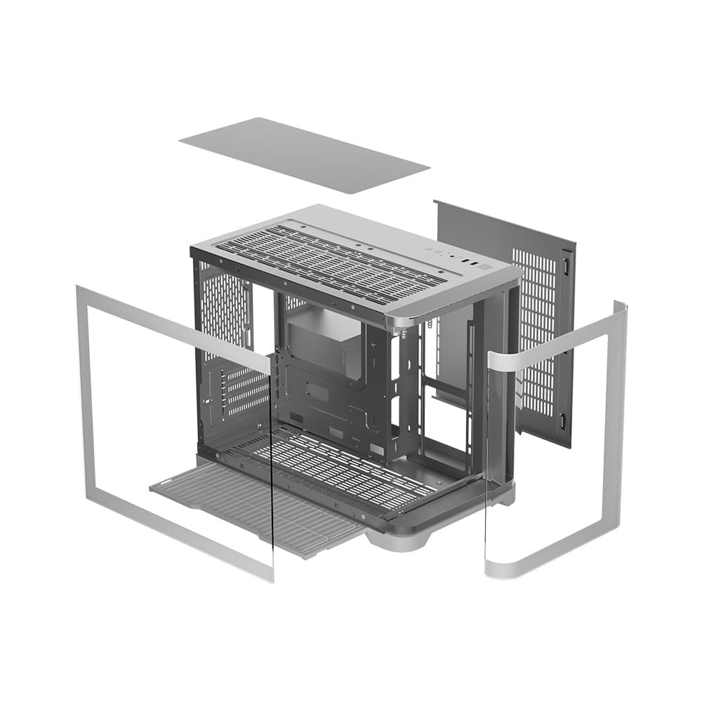 1st Player UV6 Tempered Glass Micro ATX Gaming Case - White - Image 6