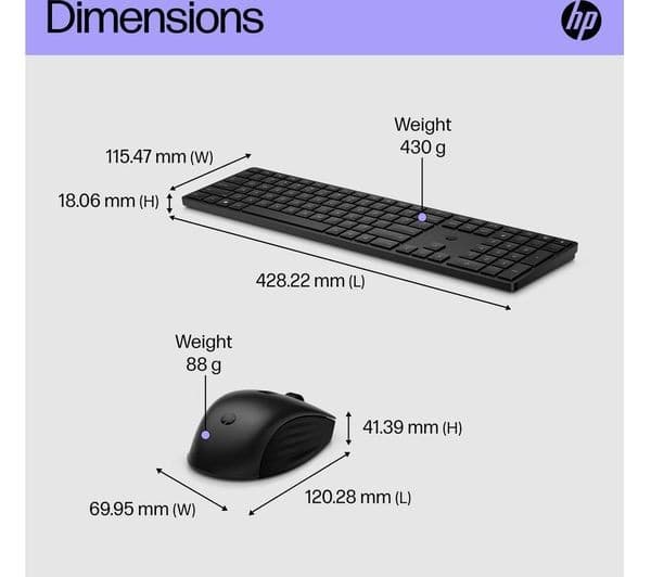 HP 650 Programmable Wireless Keyboard & Mouse Set - Black - Image 6