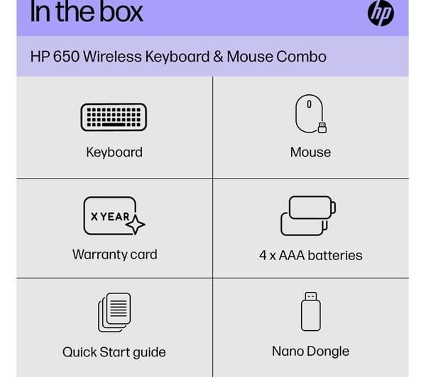 HP 650 Programmable Wireless Keyboard & Mouse Set - Black - Image 7