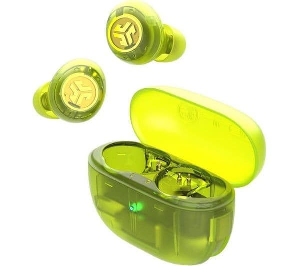 JLAB Go POP ANC Wireless Bluetooth Noise-Cancelling Earbuds - Transparent Neon Green - Image 2