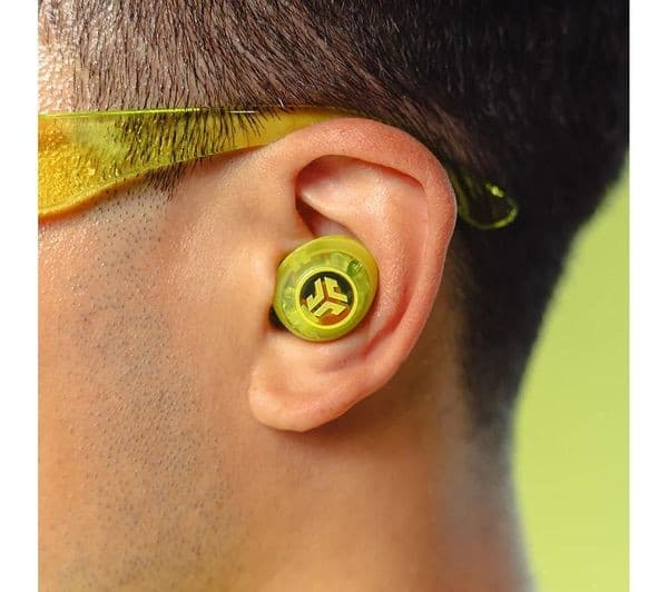 JLAB Go POP ANC Wireless Bluetooth Noise-Cancelling Earbuds - Transparent Neon Green - Image 4