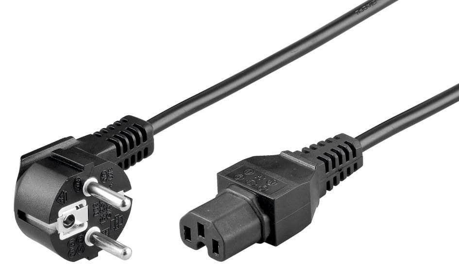 MicroConnect Power Cord CEE 7/7 (Schuko) Angled - C15 2m, Black - Image 1