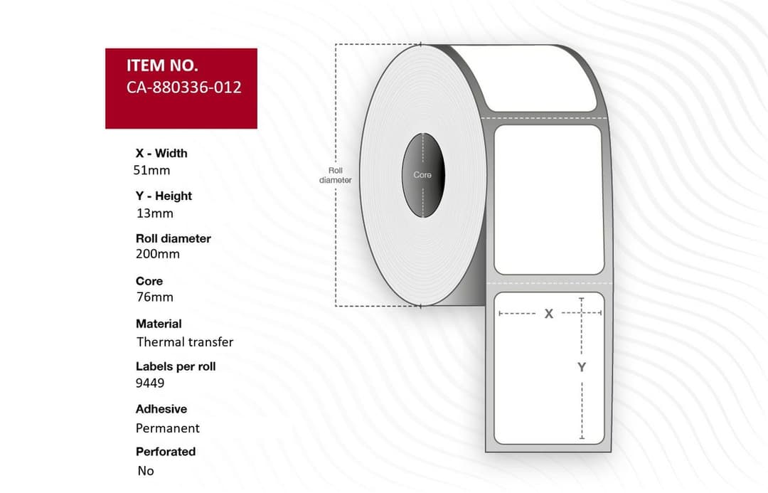 Label 51 x 13mm, Core 76mm, - Image 1