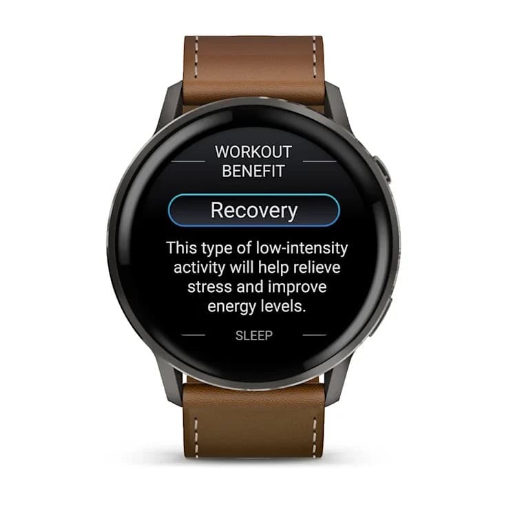 Garmin Venu 4 45mm GPS Smartwatch with Black Silicone and Brown Leather Bands - Brown - Image 6