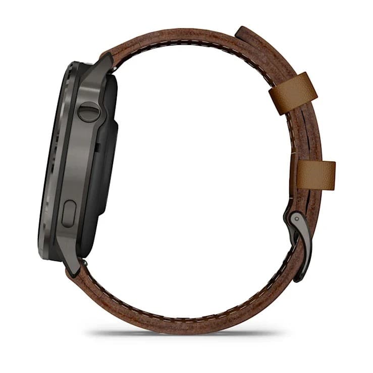 Garmin Venu 4 45mm GPS Smartwatch with Black Silicone and Brown Leather Bands - Brown - Image 8