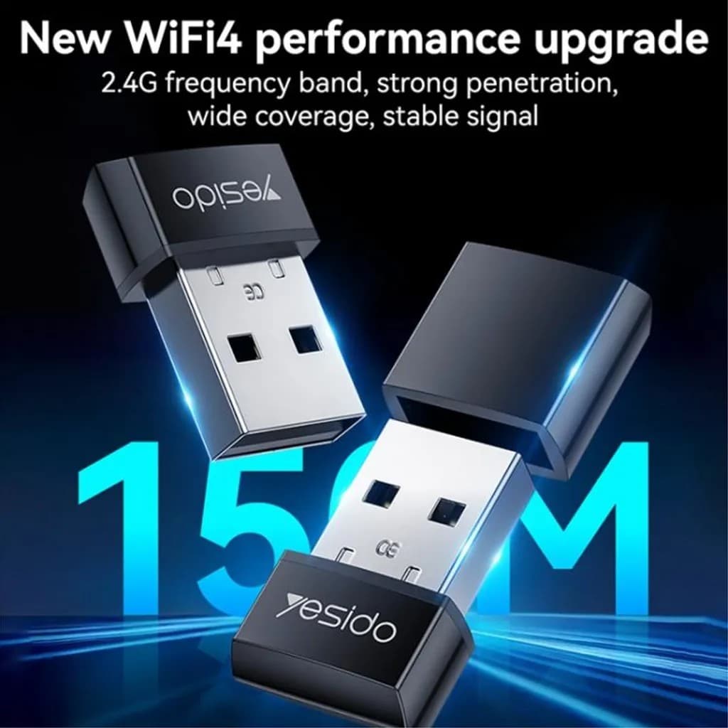 Yesido WiFi Wireless USB-A Adapter 150Mbps - Black - Image 3