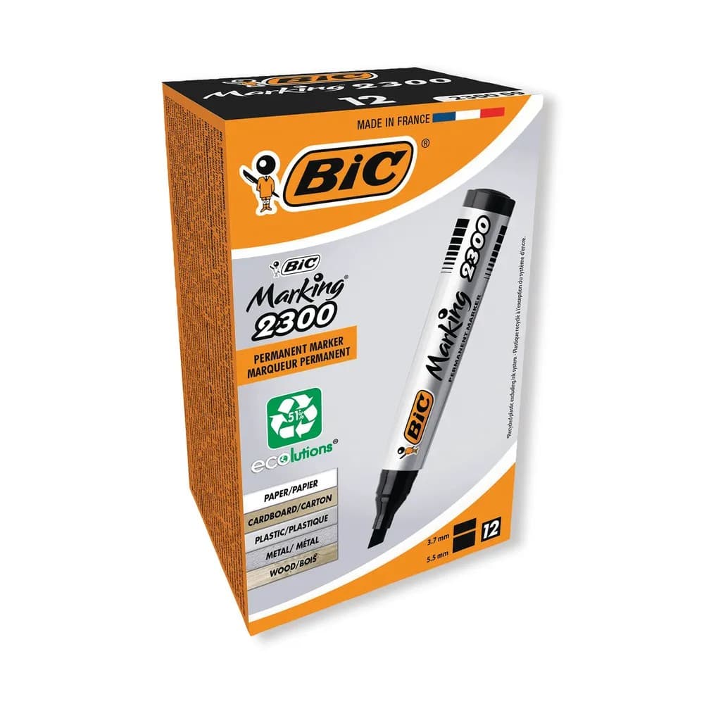 BIC Marking 2300 Permanent Marker - chisel tip - black (pack of 12)