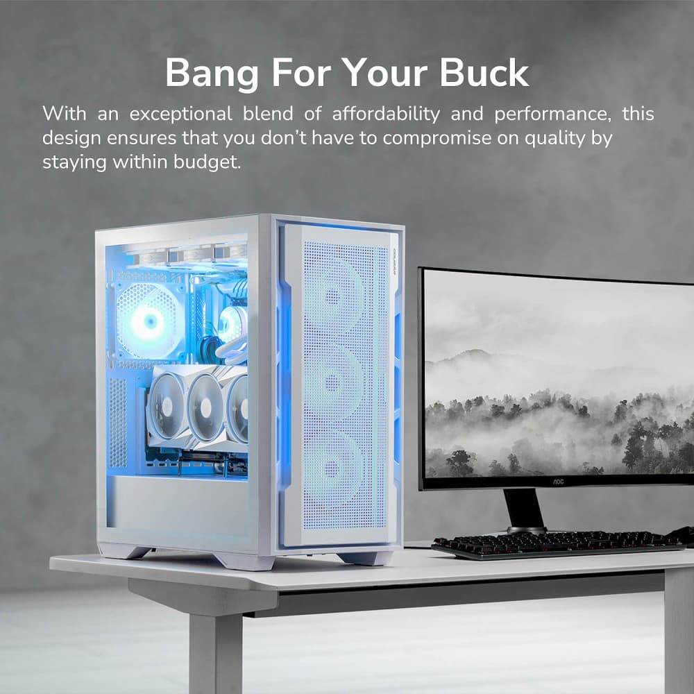 Cougar Uniface White ATX Micro ATX Tempared Glass White PC Case - Image 7