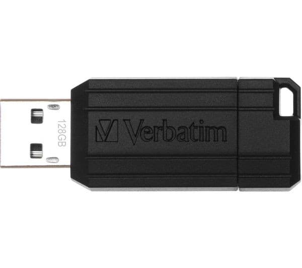 VERBATIM PinStripe USB 2.0 Memory Stick - 128 GB, Black - Image 1
