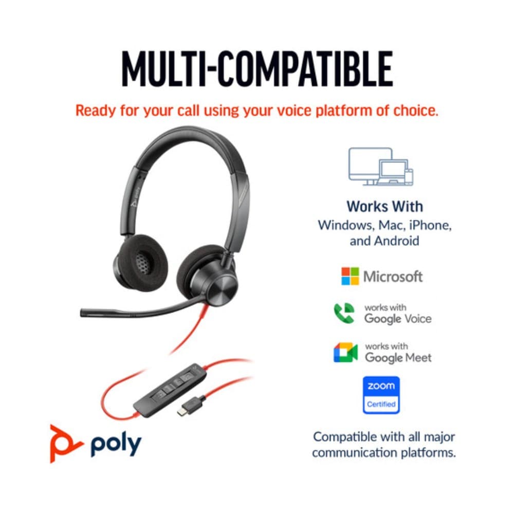Poly Blackwire 3320 Stereo USB-C Headset - Image 2