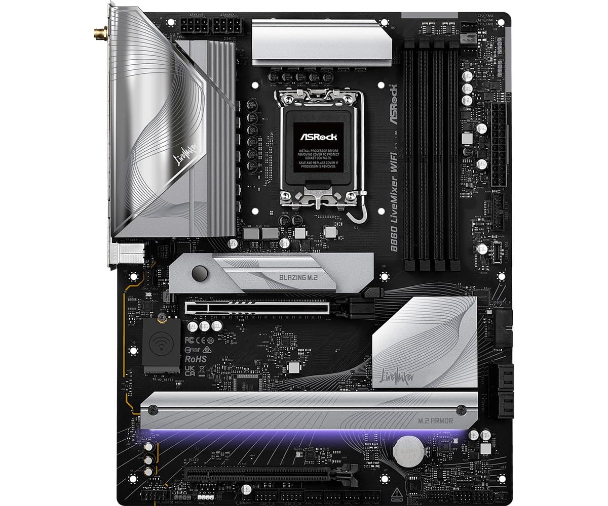 ASRock B860 LiveMixer WiFi Intel B860 LGA 1851 (Socket V1) DDR5 ATX Motherboard