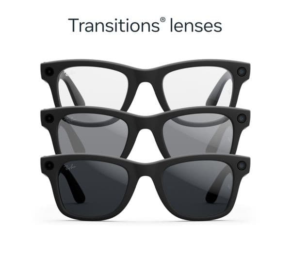RAY-BAN Meta Wayfarer (Gen 2) Glasses - Matte Black with Clear to Grey Transitions Lenses - Image 7