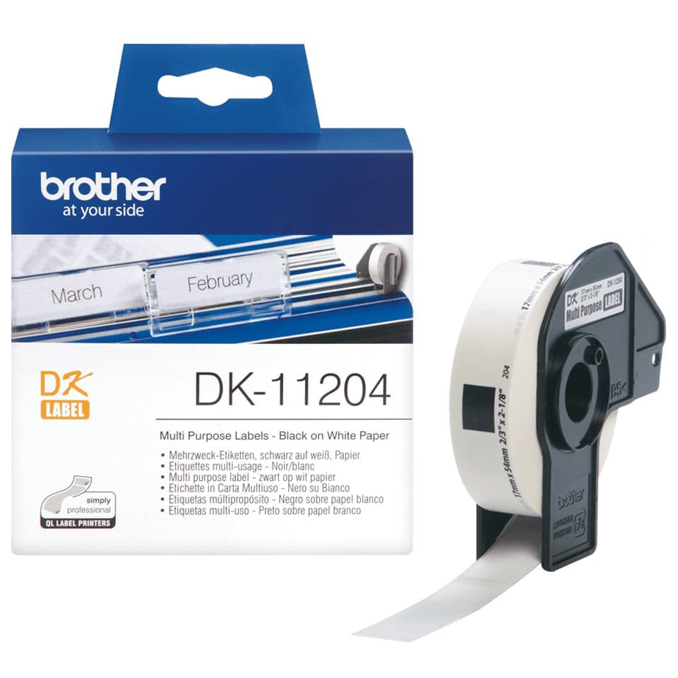Brother DK-11204 Multi Purpose Labels Black on White