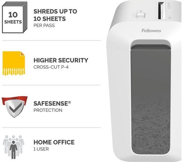 FELLOWES Powershred LX65 Cross Cut Paper Shredder - White - Image 2