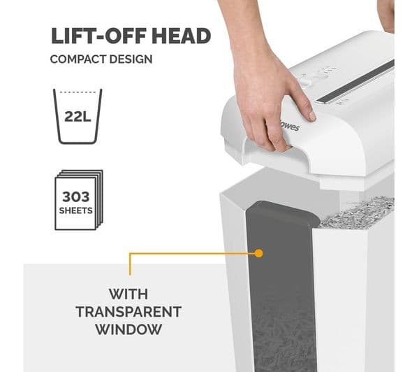 FELLOWES Powershred LX65 Cross Cut Paper Shredder - White - Image 6