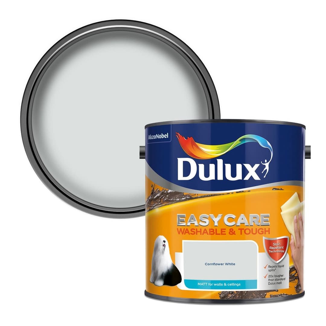 Dulux Easycare W&T Matt Paint Cornflower White - 2.5L - Image 1