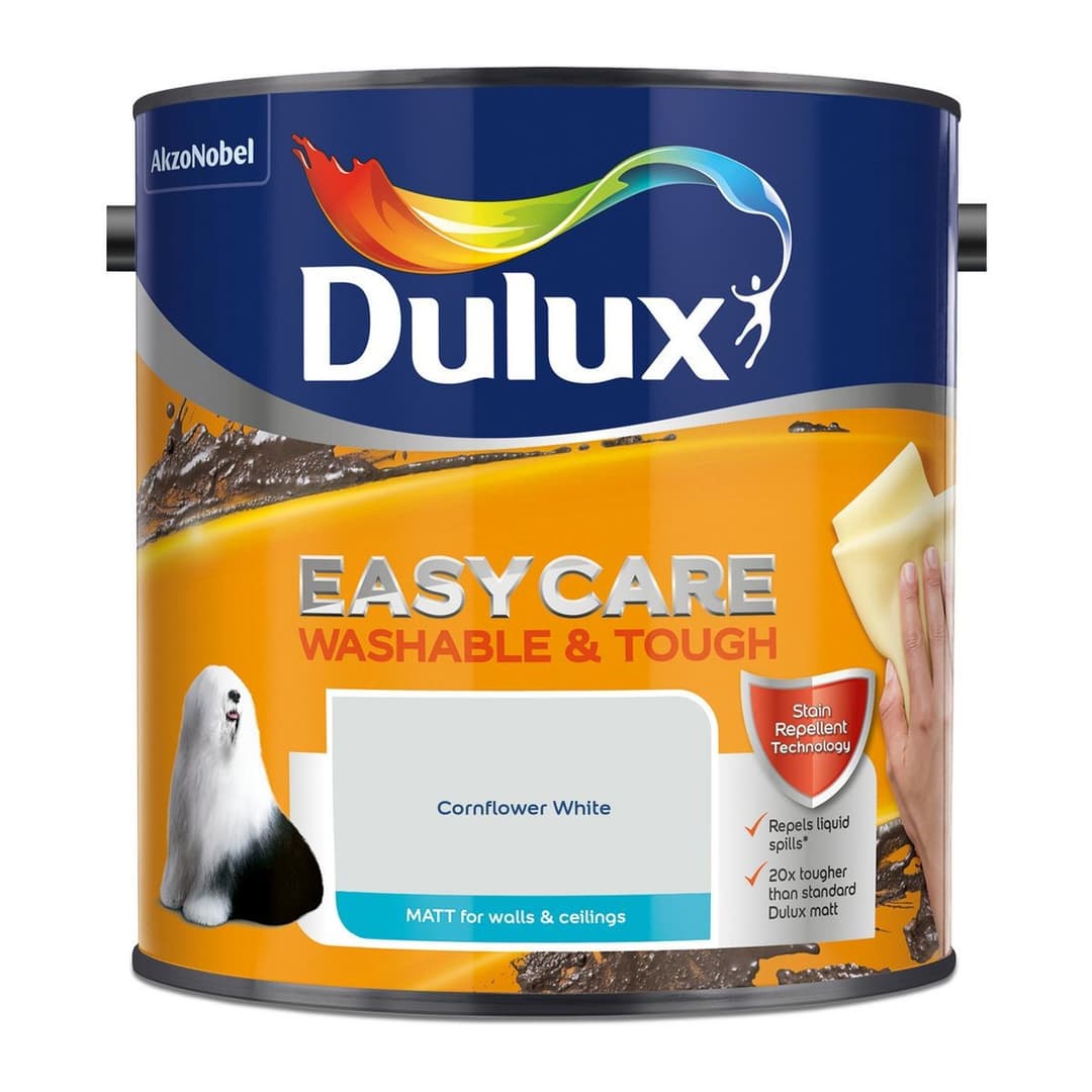 Dulux Easycare W&T Matt Paint Cornflower White - 2.5L - Image 4
