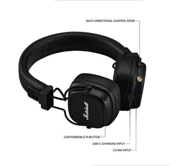 Marshall Major V Wireless On-Ear Headphones - Black - Image 6