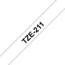 Brother TZe-211 P-touch Laminated Labelling Tape Cassette 6mm x 8m Black on White thumbnail 1