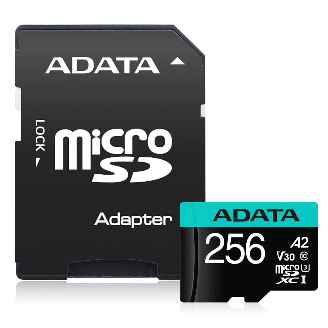 256GB AData Premier Pro microSDXC CL10 UHS-I U3 V30 A2 Memory Card with SD Adapter - Image 2