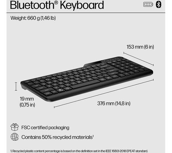 HP 460 Wireless Keyboard Black - Image 6