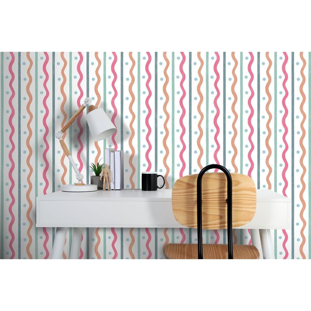 Arthouse Esselle Squiggle Striped Wallpaper - Multicoloured - Image 1