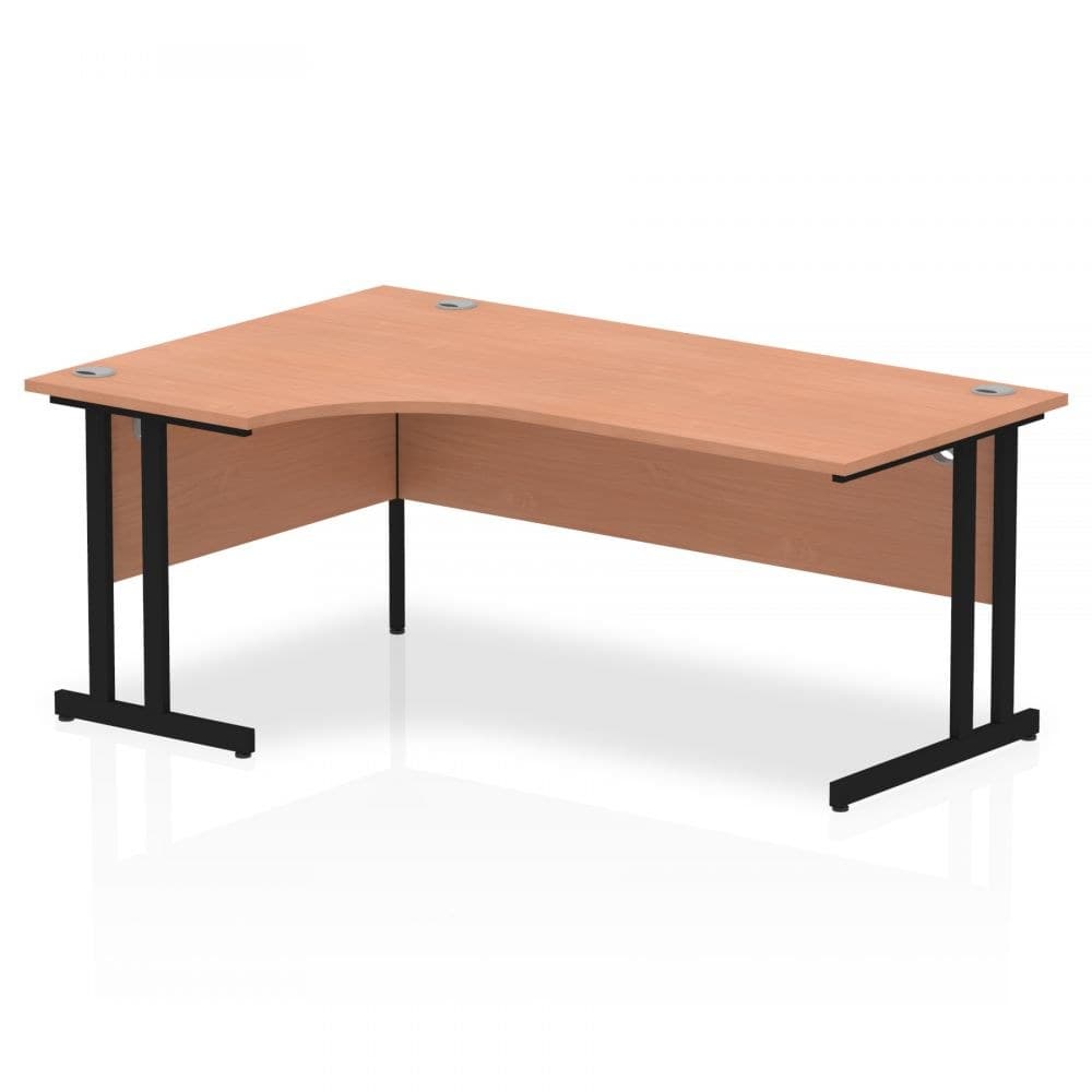 Dynamic Impulse 1800mm Left Crescent Desk Beech Top Black Cantilever Leg