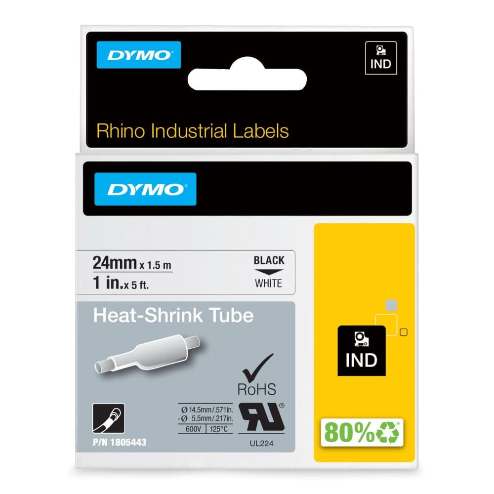 Dymo 1805443 24mm White Heat Shrink Tube - Image 1