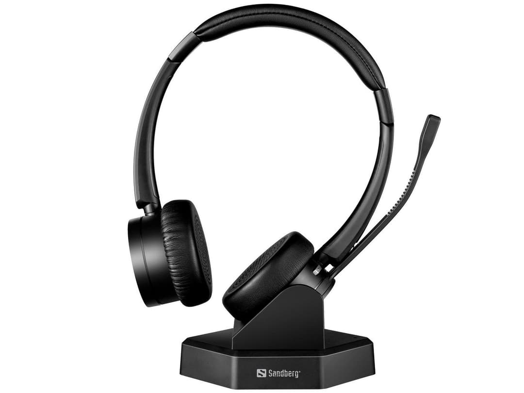 Sandberg Bluetooth Office Headset Pro+ (126-18) Wireless Binaural Office/Call Centre Headset with Busylight and Charging Dock, Black - Image 1