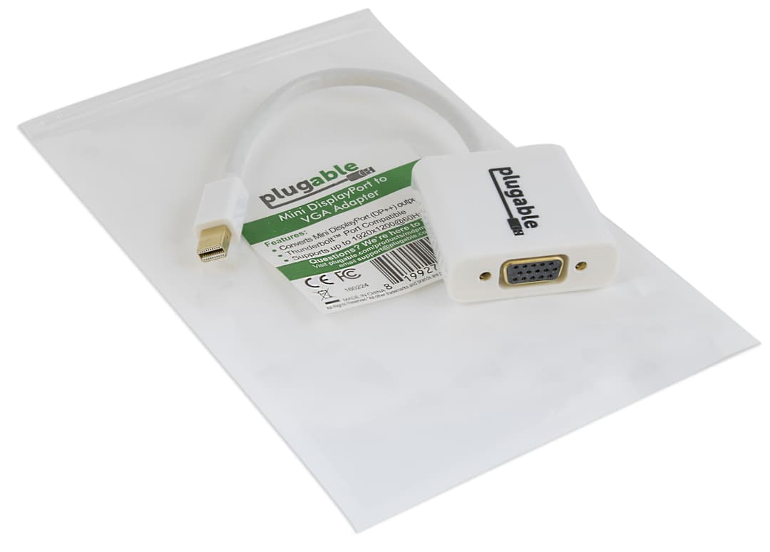 Plugable Technologies Mini DisplayPort (Thunderbolt 2) to VGA Adapter - Supports Mini-DisplayPort Equipped Mac, Windows, Linux Systems to VGA Displays up to 1920x1080, Active - Driverless - Image 2